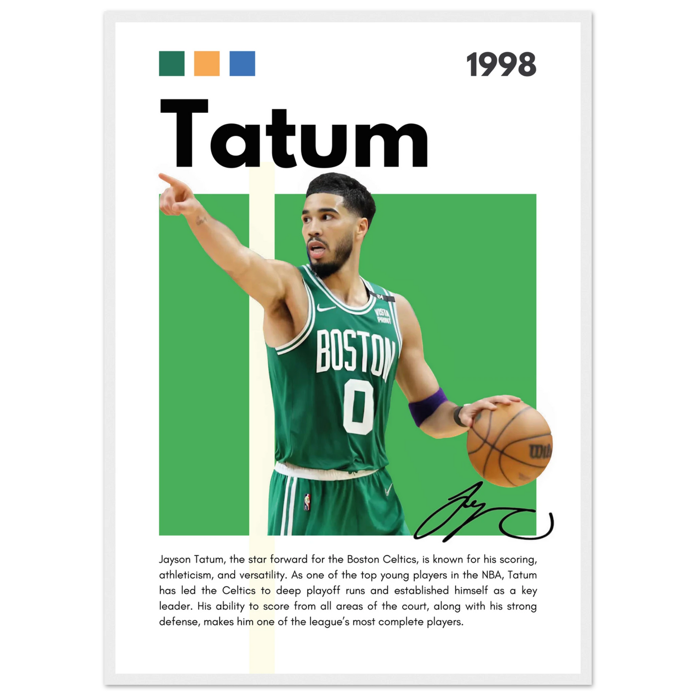 Jayson Tatum Boston Celtics Star Framed Poster 50x70 cm 20x28″ White frame Vibrantwalls
