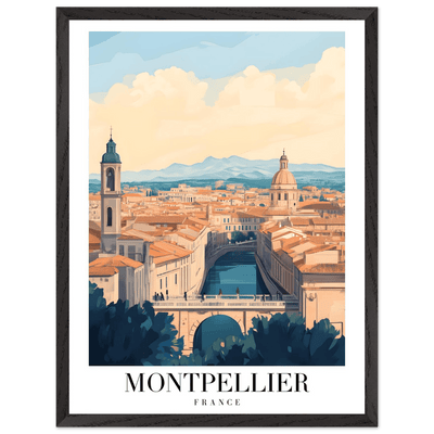 Montpellier France Framed Poster – Vintage Travel Wall Art with Wooden Frame - Vibrantwalls