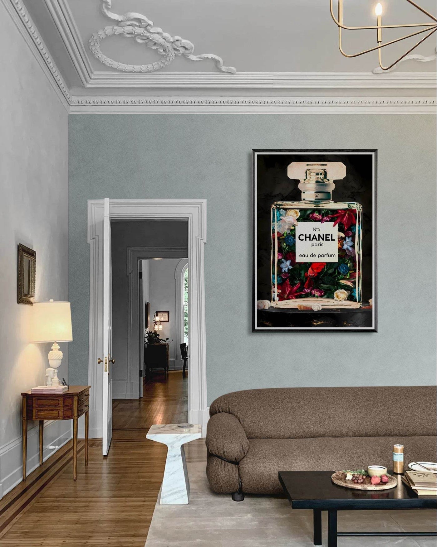 Chanel No. 5 Floral Fantasy Framed Art Print: A Timeless Blend of Iconic Fragrance and Vibrant Botanicals - Vibrantwalls