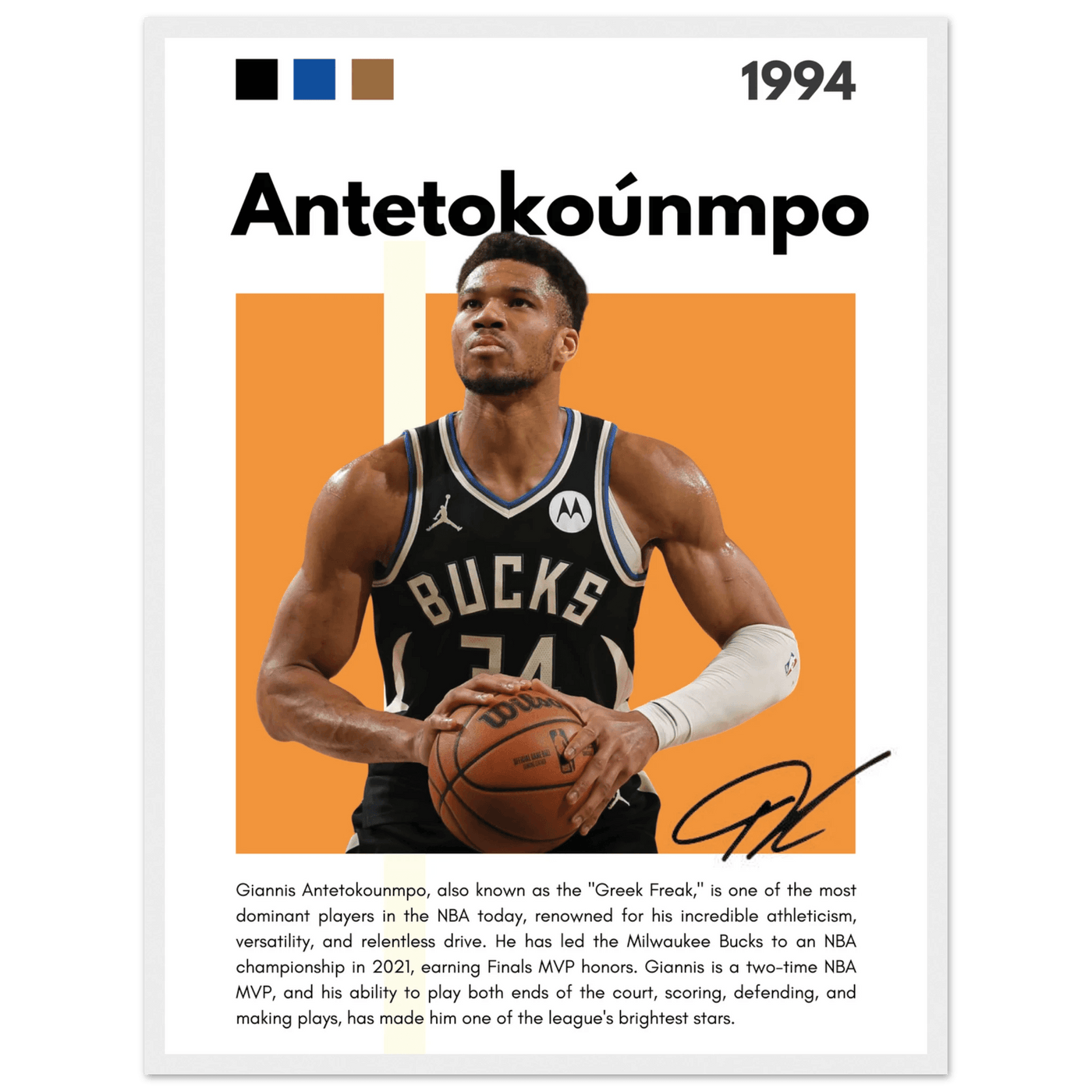 Giannis Antetokounmpo Greek Freak Bucks Poster - Vibrantwalls
