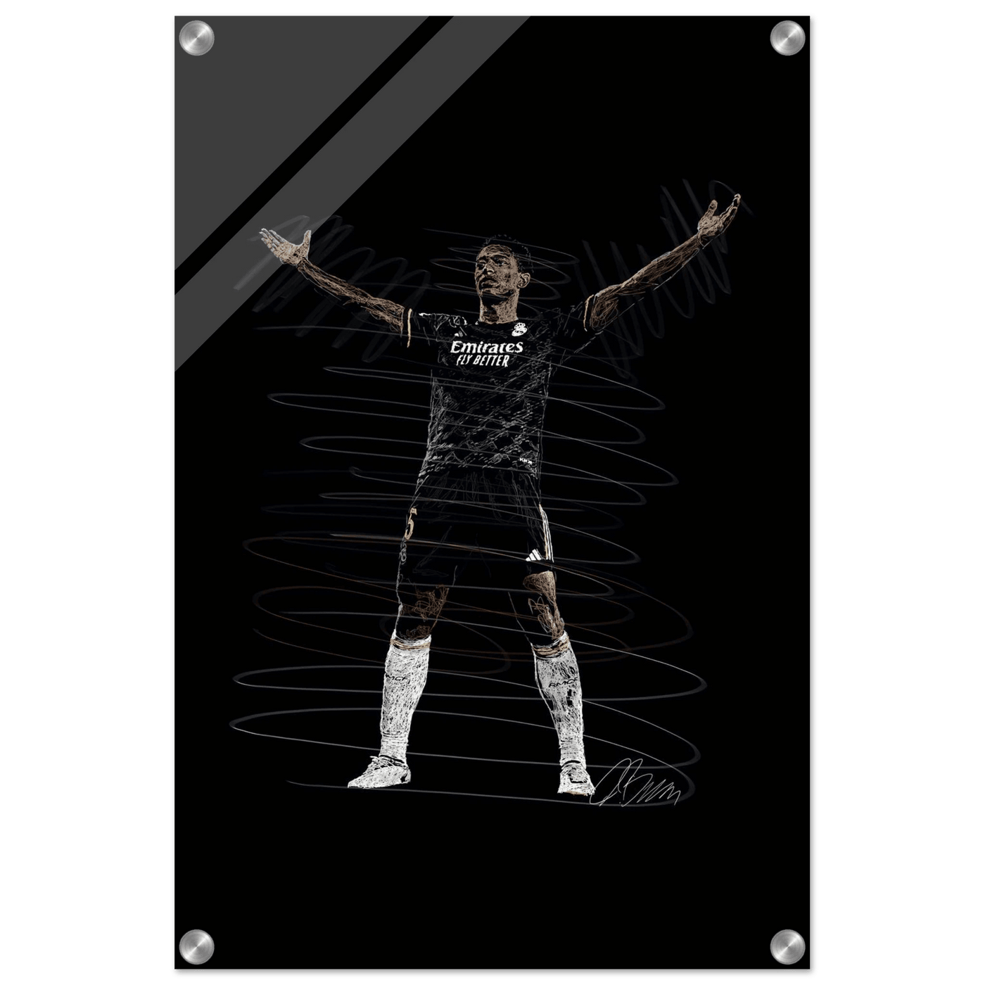 Football Legend Acrylic Print – Dynamic Sketch Art for Modern Sports Fans - Vibrantwalls