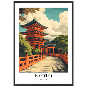 Kyoto Japan Pagoda Framed Poster – Japanese Temple Wall Art in Vibrant Orange with Wooden Frame - Vibrantwalls