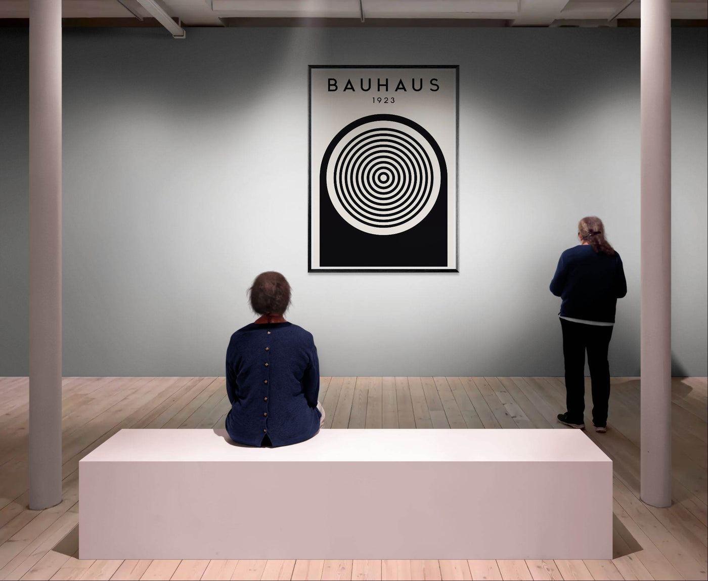 Bauhaus Black and White Art - Concentric Circle Design - Vibrantwalls