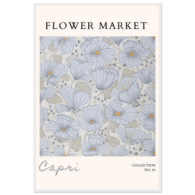 Capri Flower Market Framed Poster – Serene Floral Art Print in Cool Tones | Ready-to-Hang Wall Decor - Vibrantwalls
