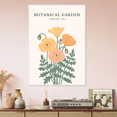 Botanical Garden Poppy Framed Poster – Warm Hues & Nature Art Print | Ready-to-Hang Floral Decor - Vibrantwalls