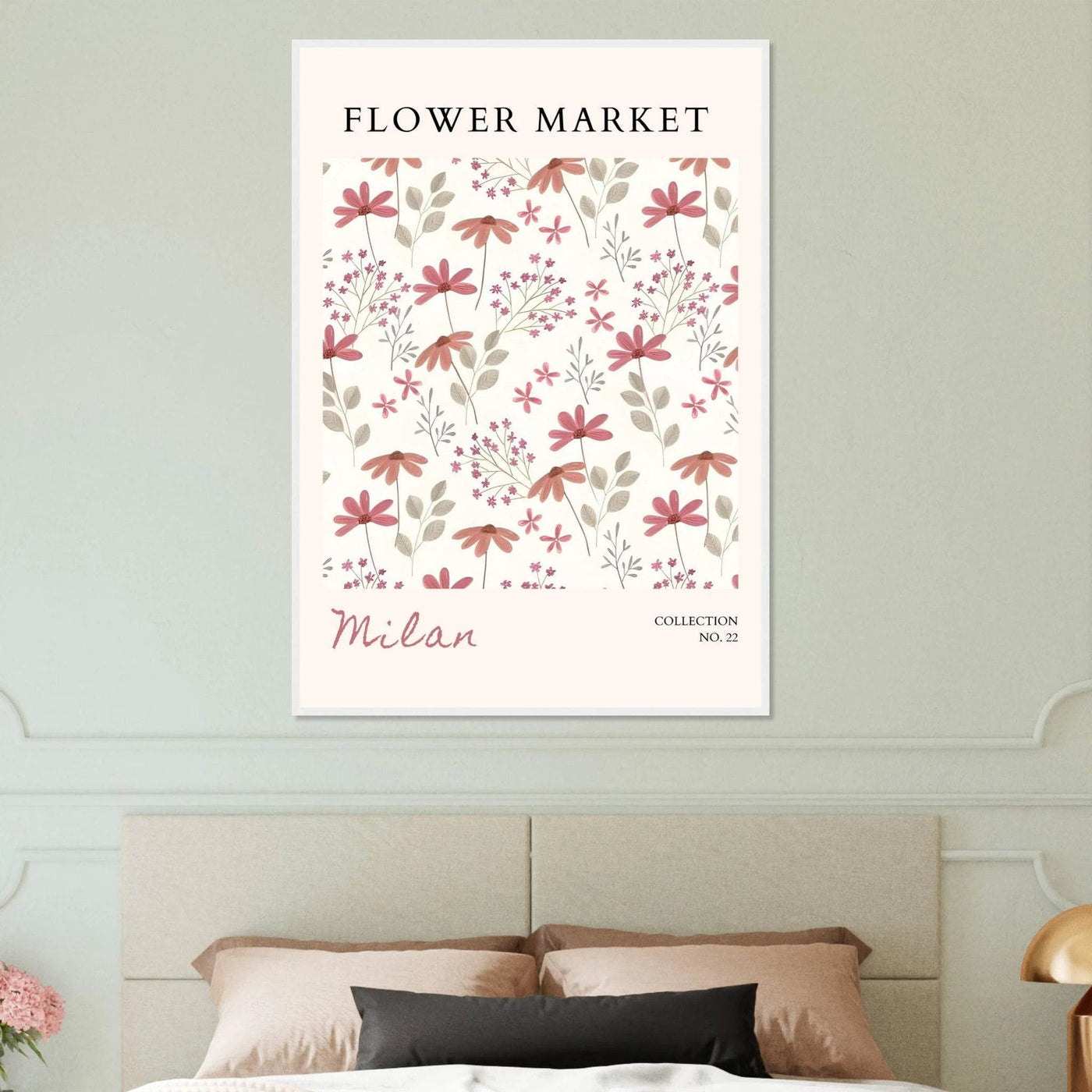 Milan Flower Market Framed Poster – Blush & Sage Floral Art Print | Ready-to-Hang Wall Decor - Vibrantwalls
