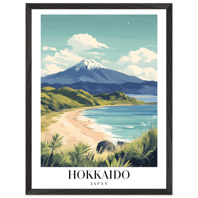 Hokkaido Japan Framed Poster – Vintage Mount Yotei Travel Wall Art with Wooden Frame - Vibrantwalls