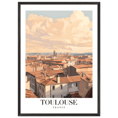 Toulouse France Framed Poster – Vintage Sunset Cityscape Wall Art with Wooden Frame - Vibrantwalls