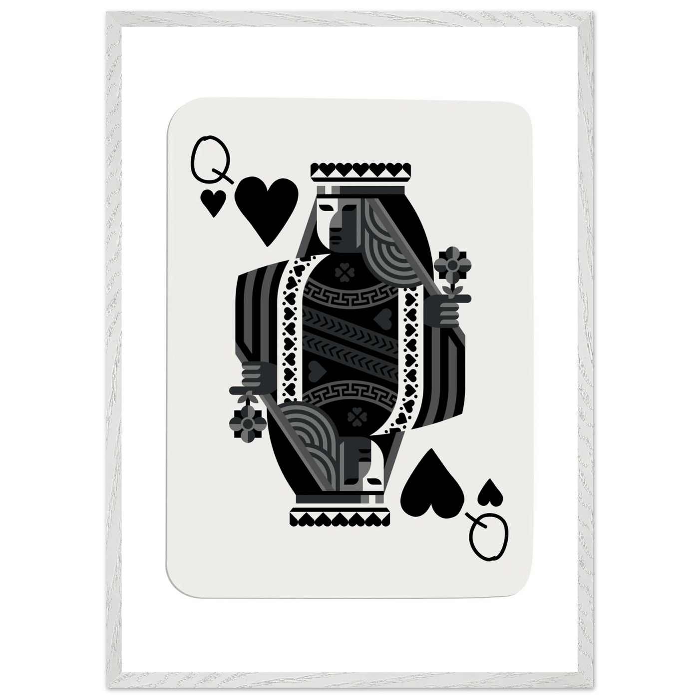 Queen of Spades Poker Card Print - Elegant Black & White Mounted Framed Poster Art, Eco-Friendly Wood Frame - Vibrantwalls