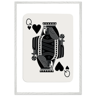 Queen of Spades Poker Card Print - Elegant Black & White Mounted Framed Poster Art, Eco-Friendly Wood Frame - Vibrantwalls