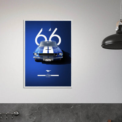 1966 Shelby GT.350 Fastback Framed Poster - Iconic Blue & White Design | Ready-to-Hang Wall Art - Vibrantwalls