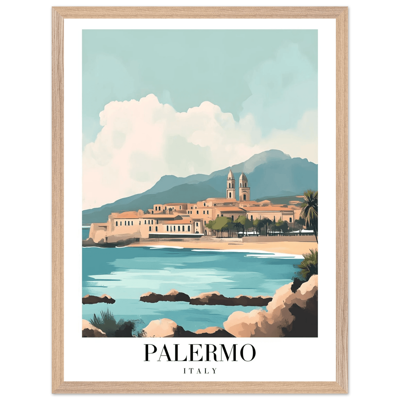 Palermo Italy Framed Poster – Vintage Mediterranean Travel Wall Art in Your Choice of Frame - Vibrantwalls