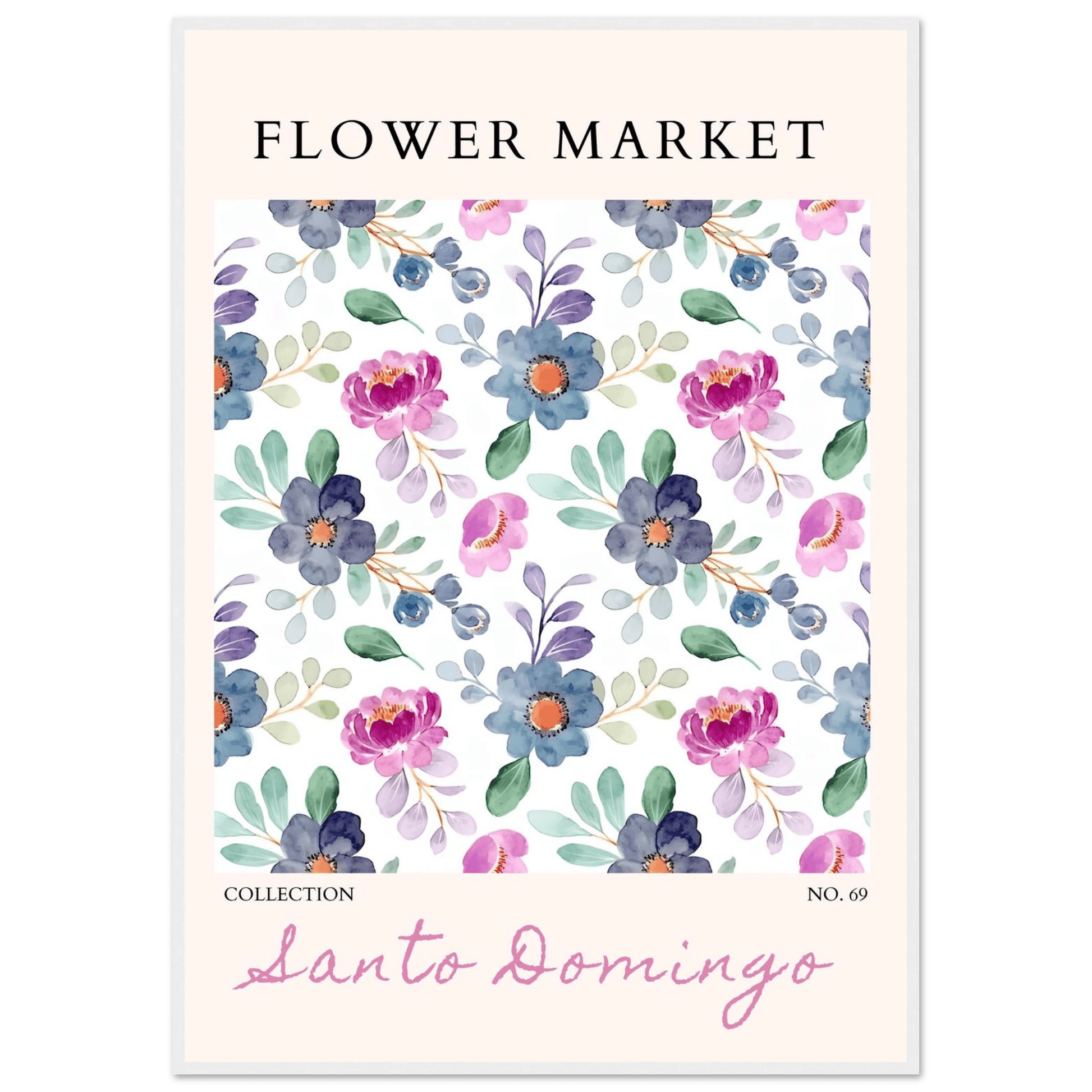 Santo Domingo Flower Market Watercolor Floral Ready-to-Hang - Wall Art - Vibrantwalls