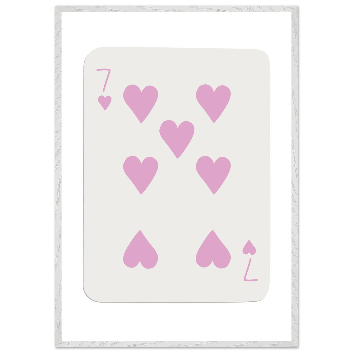 Charming Seven of Hearts Poker Card Print - Mounted Framed Poster Art with Eco-Friendly Wood Frame - Vibrantwalls