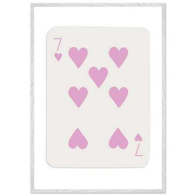 Charming Seven of Hearts Poker Card Print - Mounted Framed Poster Art with Eco-Friendly Wood Frame - Vibrantwalls