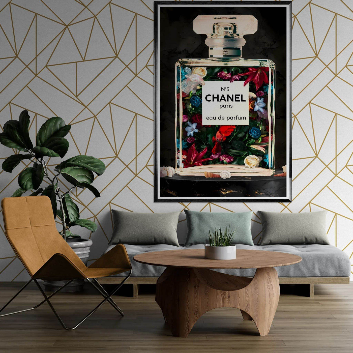 Chanel No. 5 Floral Fantasy Framed Art Print: A Timeless Blend of Iconic Fragrance and Vibrant Botanicals - Vibrantwalls