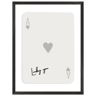 Lucky You Ace of Hearts Poker Card Print - Framed Eco-Friendly Wood Poster Art for Game Lovers - Vibrantwalls