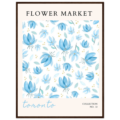 Toronto Flower Market Wall Art – Delicate Blue Floral & Gold Dot Prints | Framed & Ready-to-Hang - Vibrantwalls