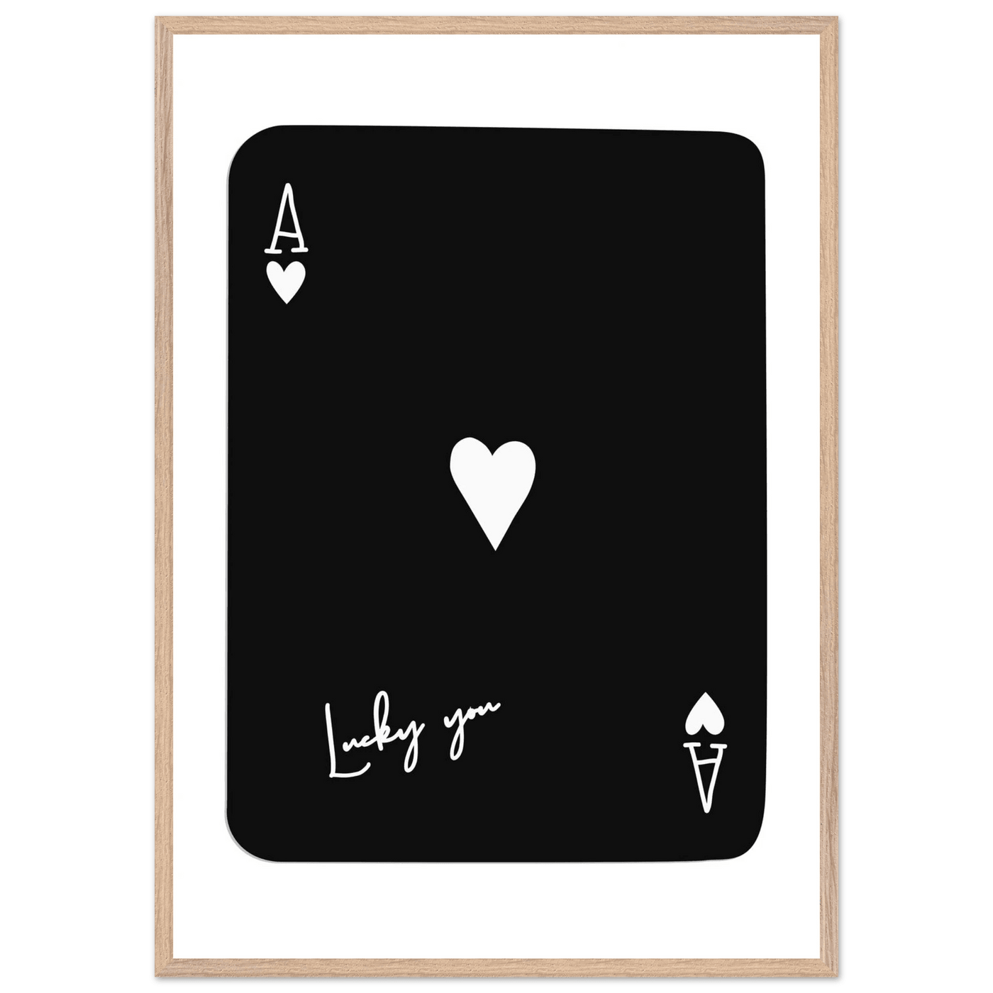 Minimalist Ace of Hearts Poker Card Print - Lucky You Framed Poster Art, Eco-Friendly Wood Frame - Vibrantwalls