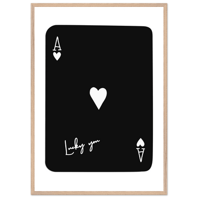 Minimalist Ace of Hearts Poker Card Print - Lucky You Framed Poster Art, Eco-Friendly Wood Frame - Vibrantwalls