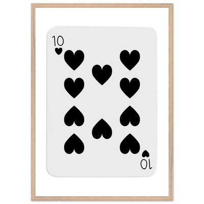 Minimalist Ten of Hearts Poker Card Print - Mounted Framed Eco-Friendly Wall Art for Game Rooms & Modern Decor - Vibrantwalls