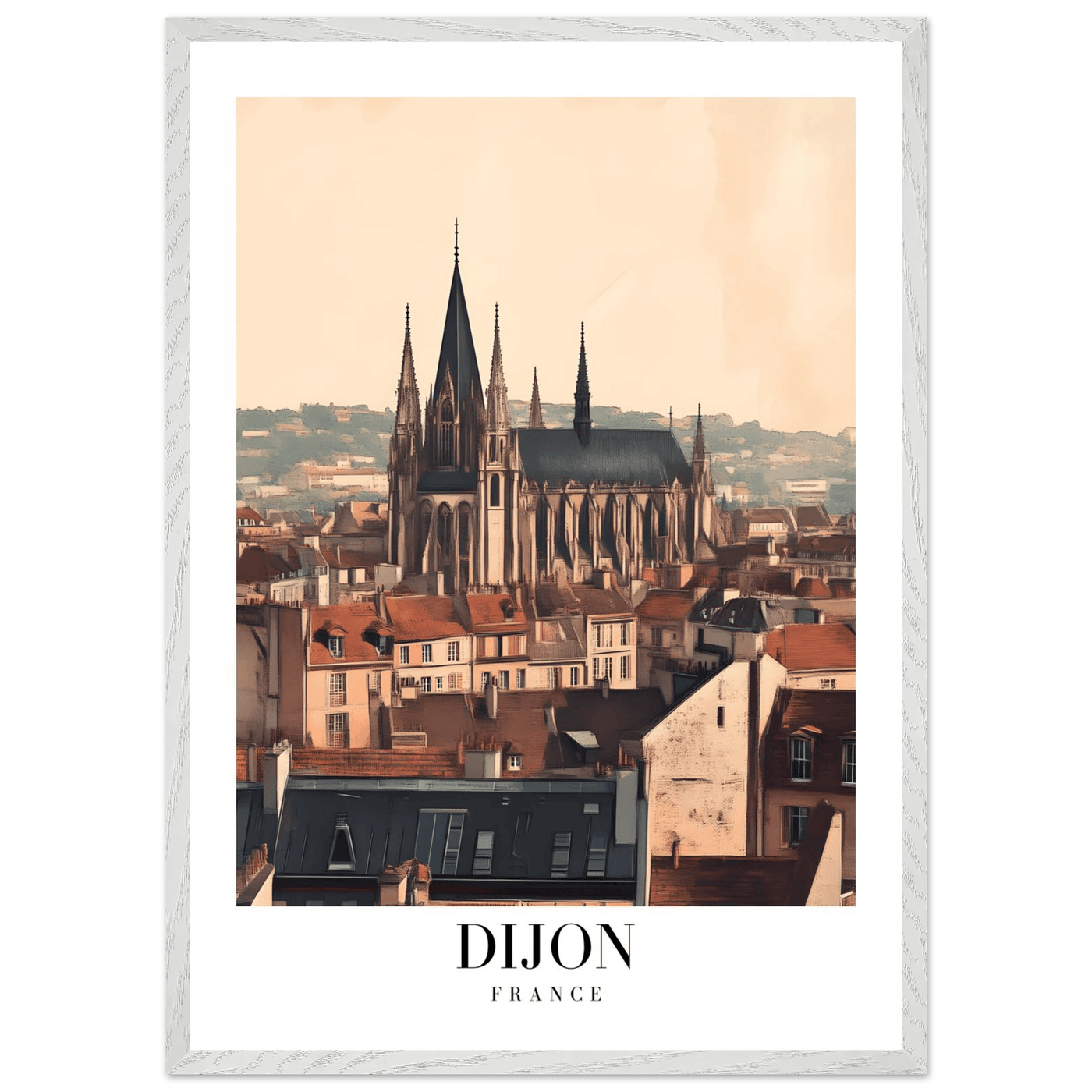 Dijon France Framed Poster – Vintage European Cityscape Wall Art with Wooden Frame - Vibrantwalls