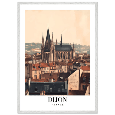 Dijon France Framed Poster – Vintage European Cityscape Wall Art with Wooden Frame - Vibrantwalls