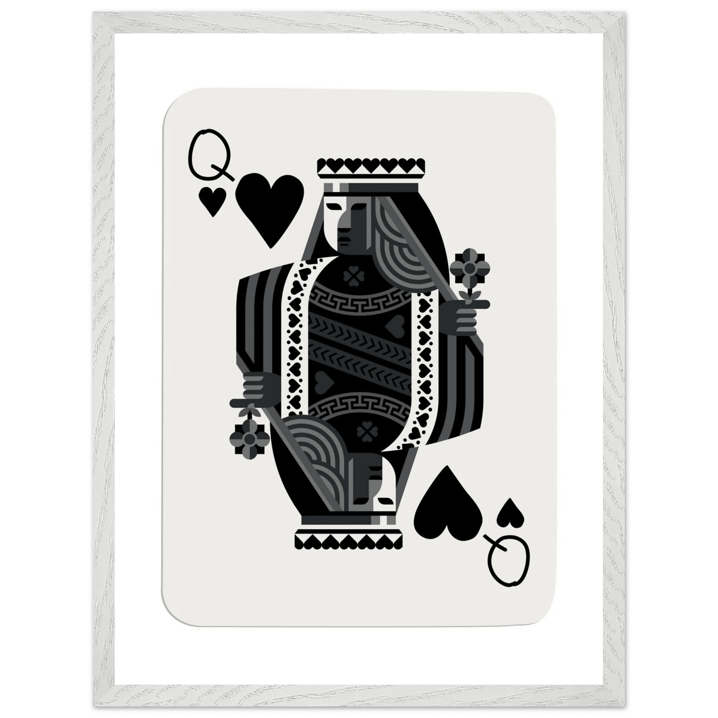 Queen of Spades Poker Card Print - Elegant Black & White Mounted Framed Poster Art, Eco-Friendly Wood Frame - Vibrantwalls