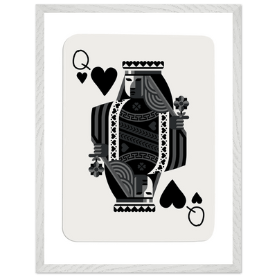 Queen of Spades Poker Card Print - Elegant Black & White Mounted Framed Poster Art, Eco-Friendly Wood Frame - Vibrantwalls