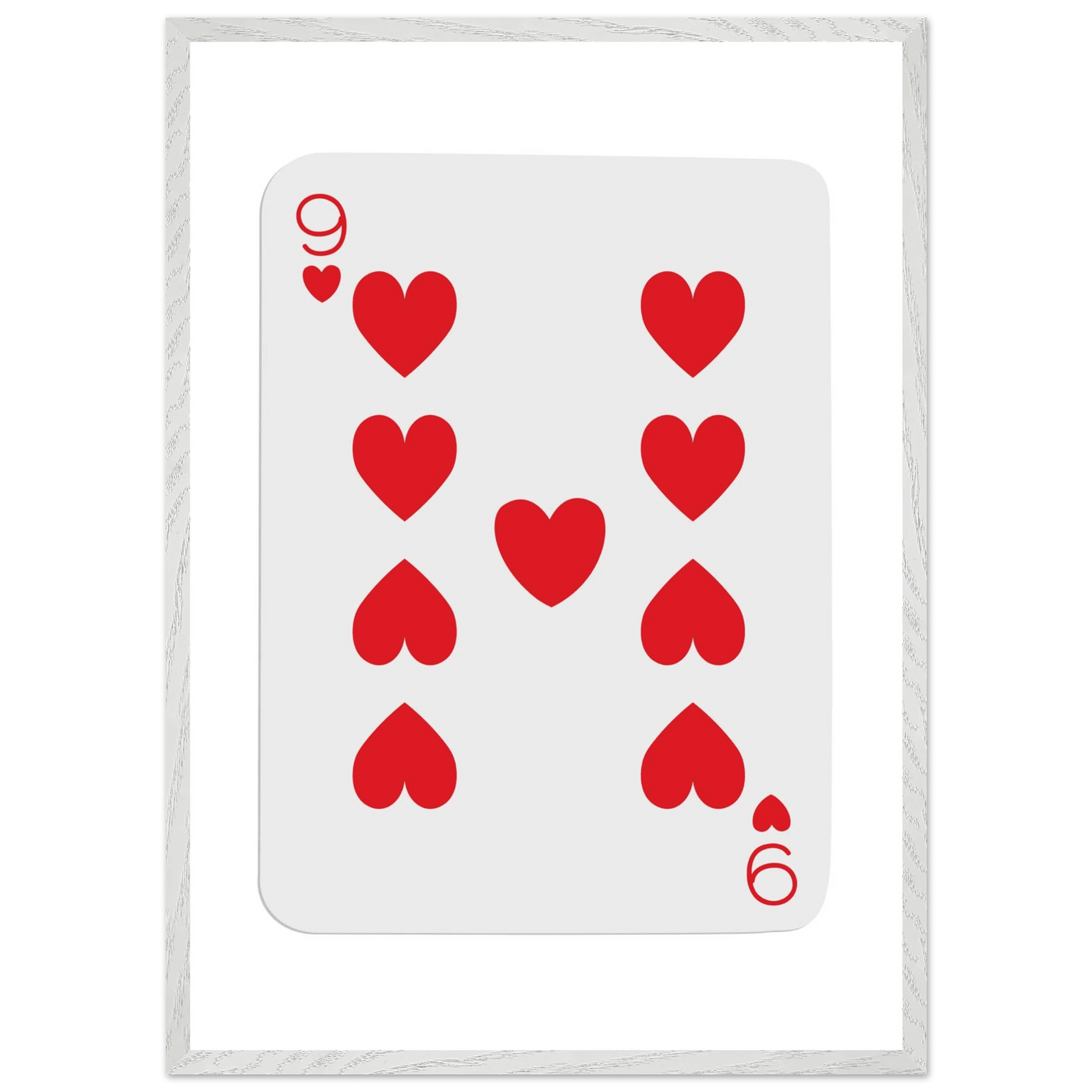 Bold Nine of Hearts Poker Card Print - Eco-Friendly Framed Poster Art in Your Choice of Frame & Size - Vibrantwalls
