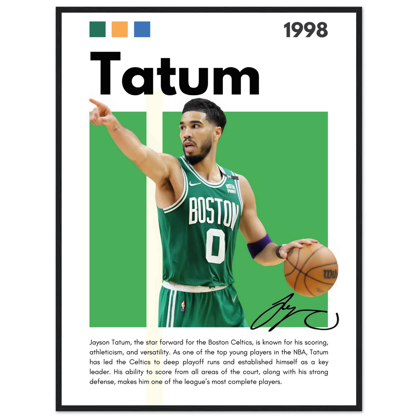 Jayson Tatum Boston Celtics Star Framed Poster 60x80 cm 24x32″ Black frame Vibrantwalls
