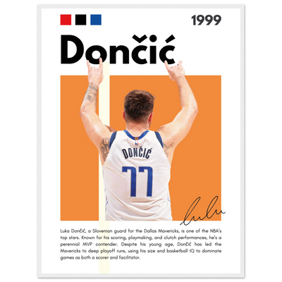 Luka Dončić El Matador Mavericks Framed Poster 60x80 cm 24x32″ White frame Vibrantwalls