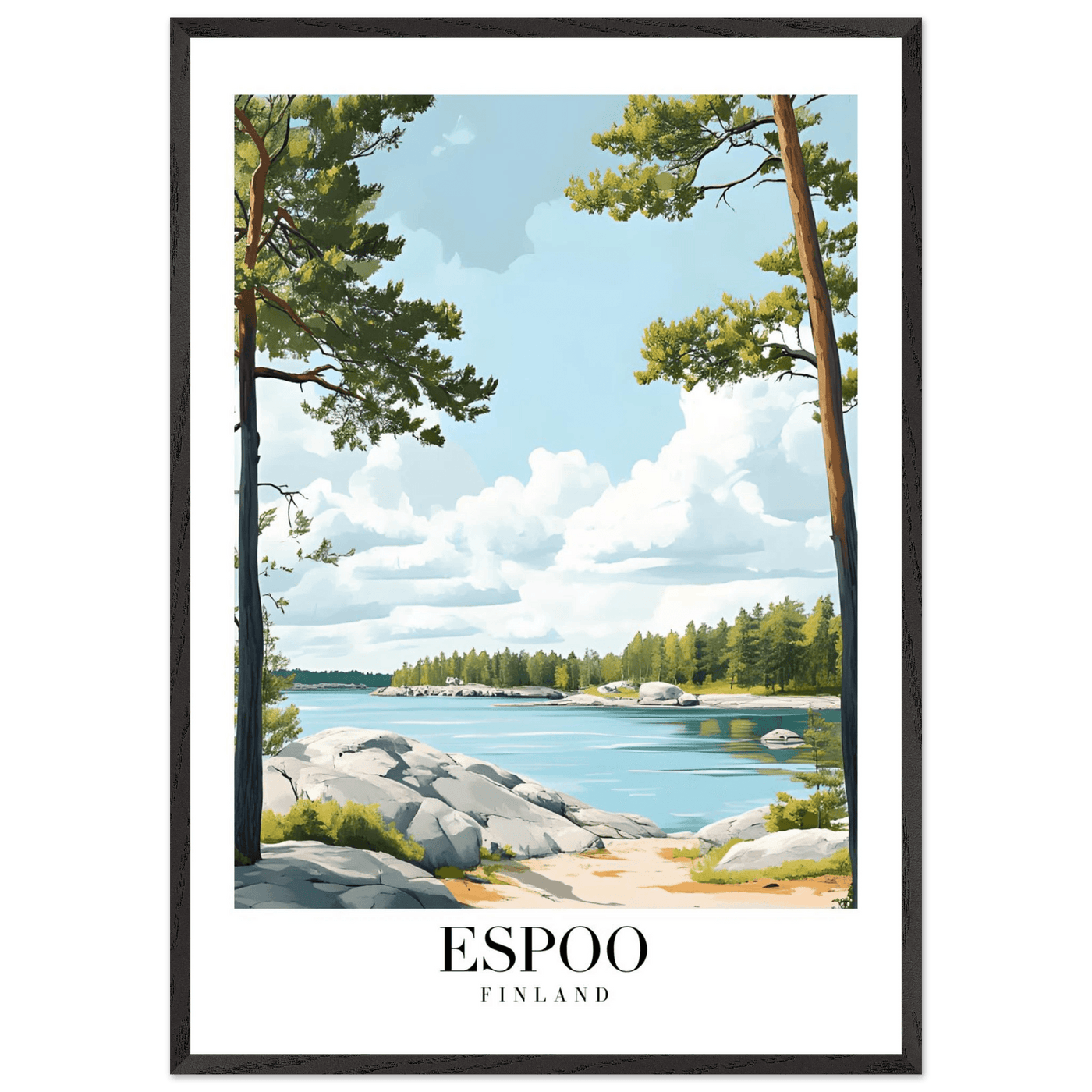 Espoo Finland Framed Poster – Serene Nordic Landscape Wall Art with Wooden Frame - Vibrantwalls