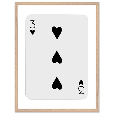 Poker Card Print - Three of Spades - Framed Wall Art, Eco-Friendly Wood Frame in Black, White, or Natural - Vibrantwalls