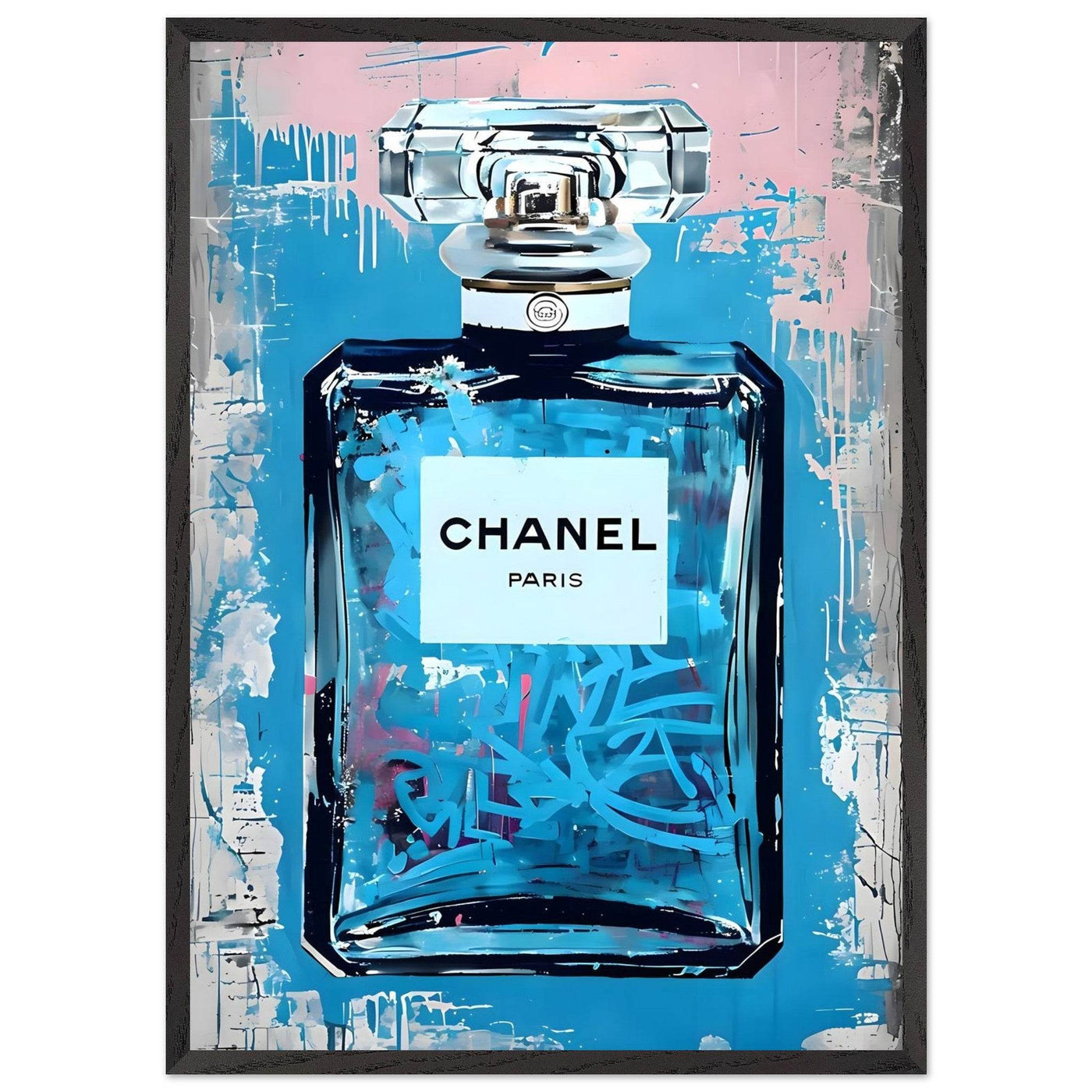 Abstract Chanel No. 5 Art Print in Mounted Frame - Iconic Glamour for Modern Decor - Vibrantwalls