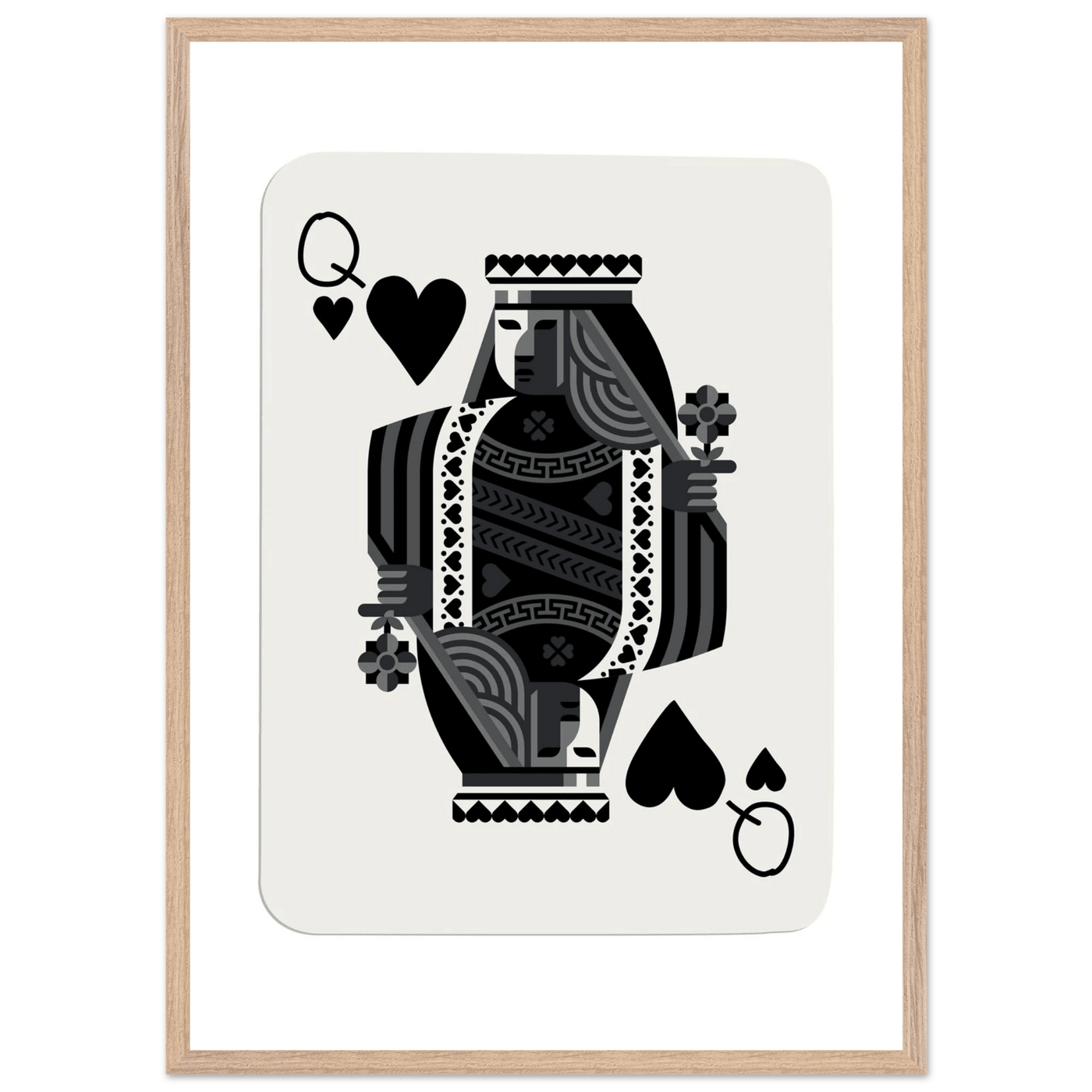 Queen of Spades Poker Card Print - Elegant Black & White Mounted Framed Poster Art, Eco-Friendly Wood Frame - Vibrantwalls