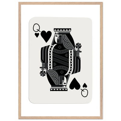 Queen of Spades Poker Card Print - Elegant Black & White Mounted Framed Poster Art, Eco-Friendly Wood Frame - Vibrantwalls