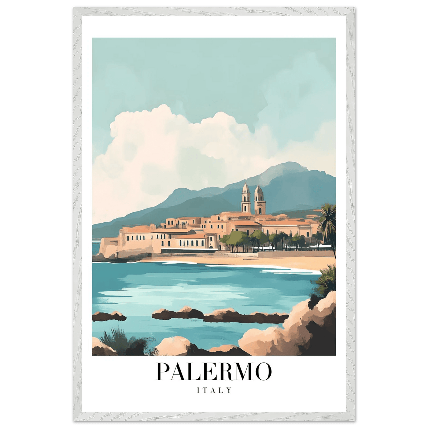 Palermo Italy Framed Poster – Vintage Mediterranean Travel Wall Art in Your Choice of Frame - Vibrantwalls