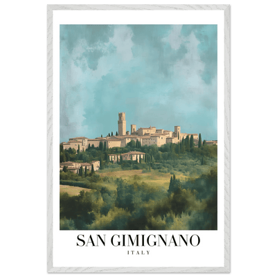 San Gimignano Italy Framed Poster – Vintage Tuscan Countryside Wall Art with Wooden Frame - Vibrantwalls