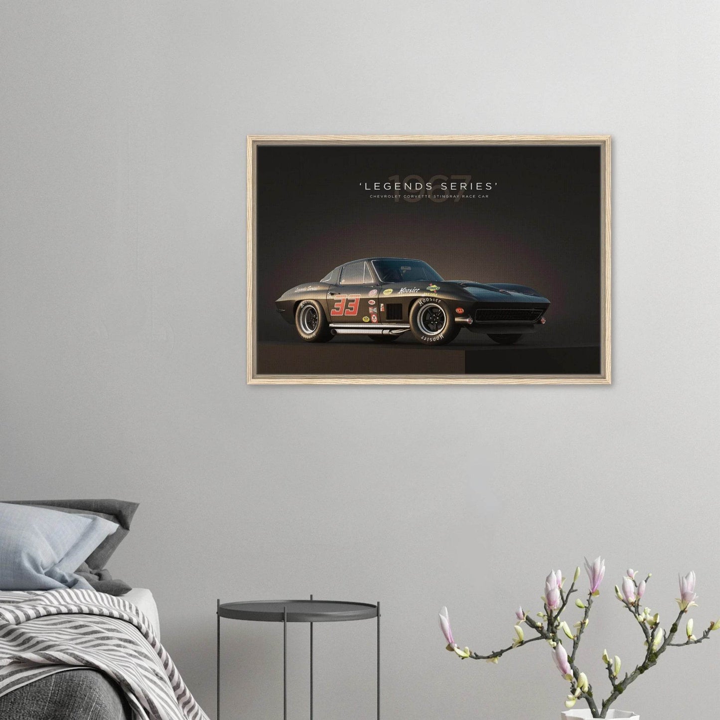 Chevrolet Corvette Stingray 1967 Framed Canvas Vintage Wall Art - Vibrantwalls