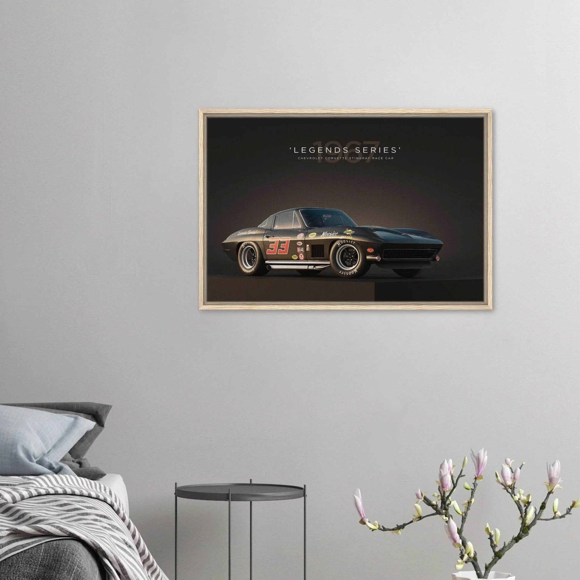 Chevrolet Corvette Stingray 1967 Framed Canvas Vintage Wall Art - Vibrantwalls