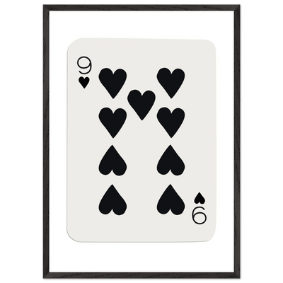 Minimalist Nine of Hearts Poker Card Print - Mounted Framed Eco-Friendly Wall Art in Various Sizes & Frame Finishes - Vibrantwalls