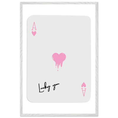 Lucky You - Ace of Hearts Drip Pink Print - Mounted Framed Poster Art with Eco-Friendly Wood Frame - Vibrantwalls