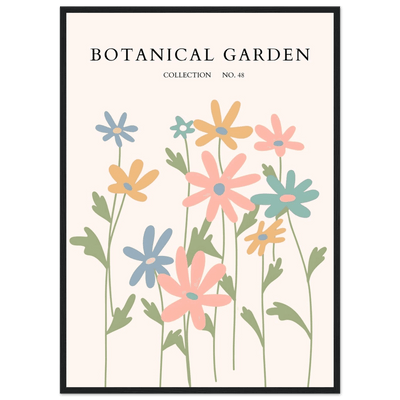 Botanical Garden Framed Poster – Whimsical Pastel Floral Art Print | Ready-to-Hang Wall Decor - Vibrantwalls
