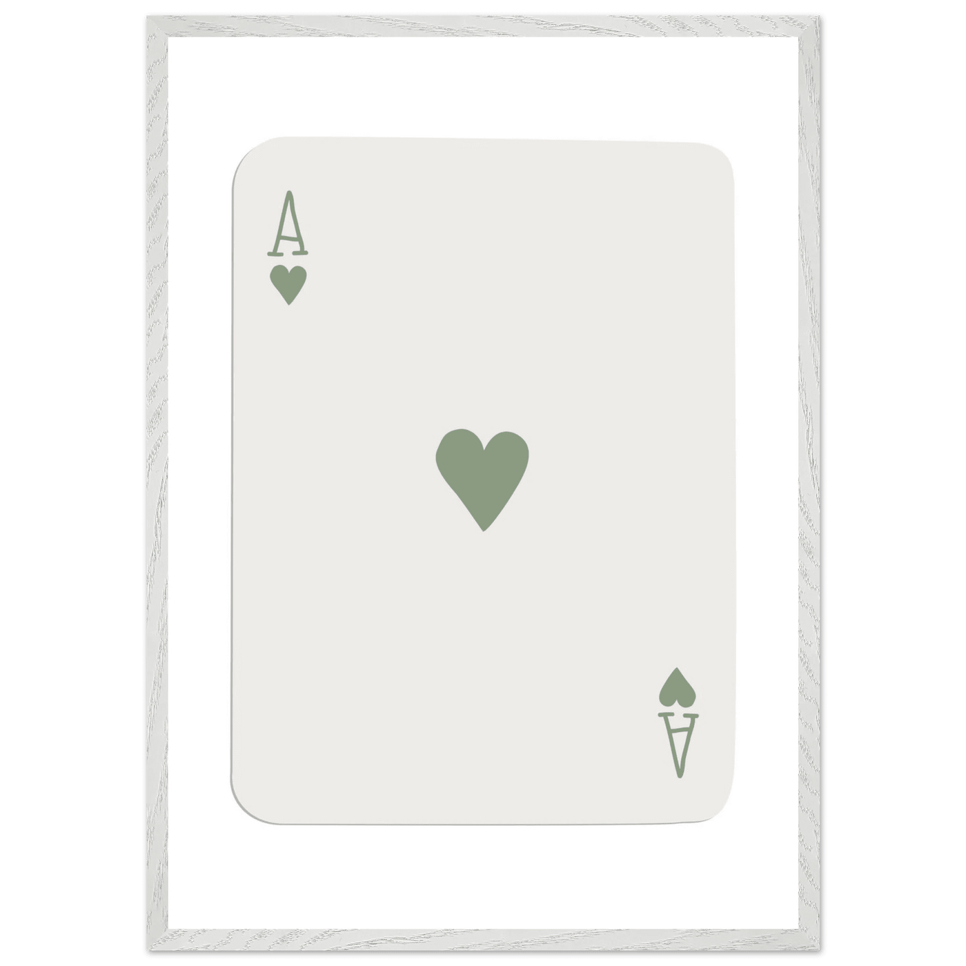 Minimalist Ace of Hearts Print - Eco-Friendly Framed Poster Art, Sage Green Elegance - Vibrantwalls