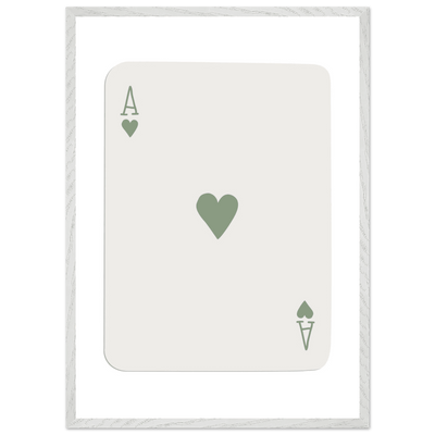 Minimalist Ace of Hearts Print - Eco-Friendly Framed Poster Art, Sage Green Elegance - Vibrantwalls