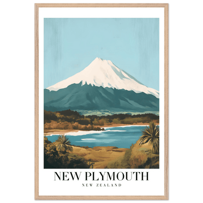 New Plymouth New Zealand Framed Poster – Vintage Mount Taranaki Travel Art - Vibrantwalls