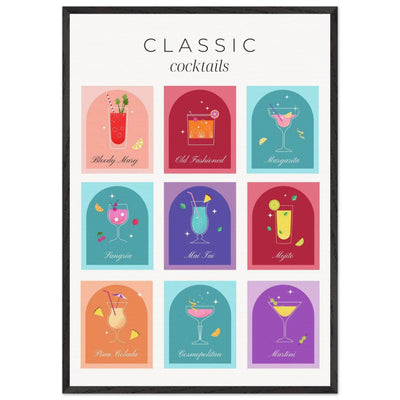 Classic Cocktails Set Nine Drink Recipes - Vibrantwalls