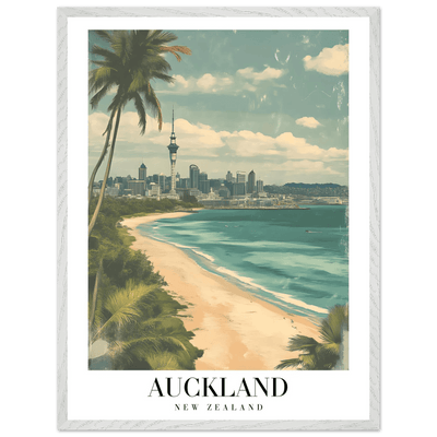 Auckland New Zealand Framed Poster – Vintage Coastal City Travel Wall Art with Wooden Frame Options - Vibrantwalls