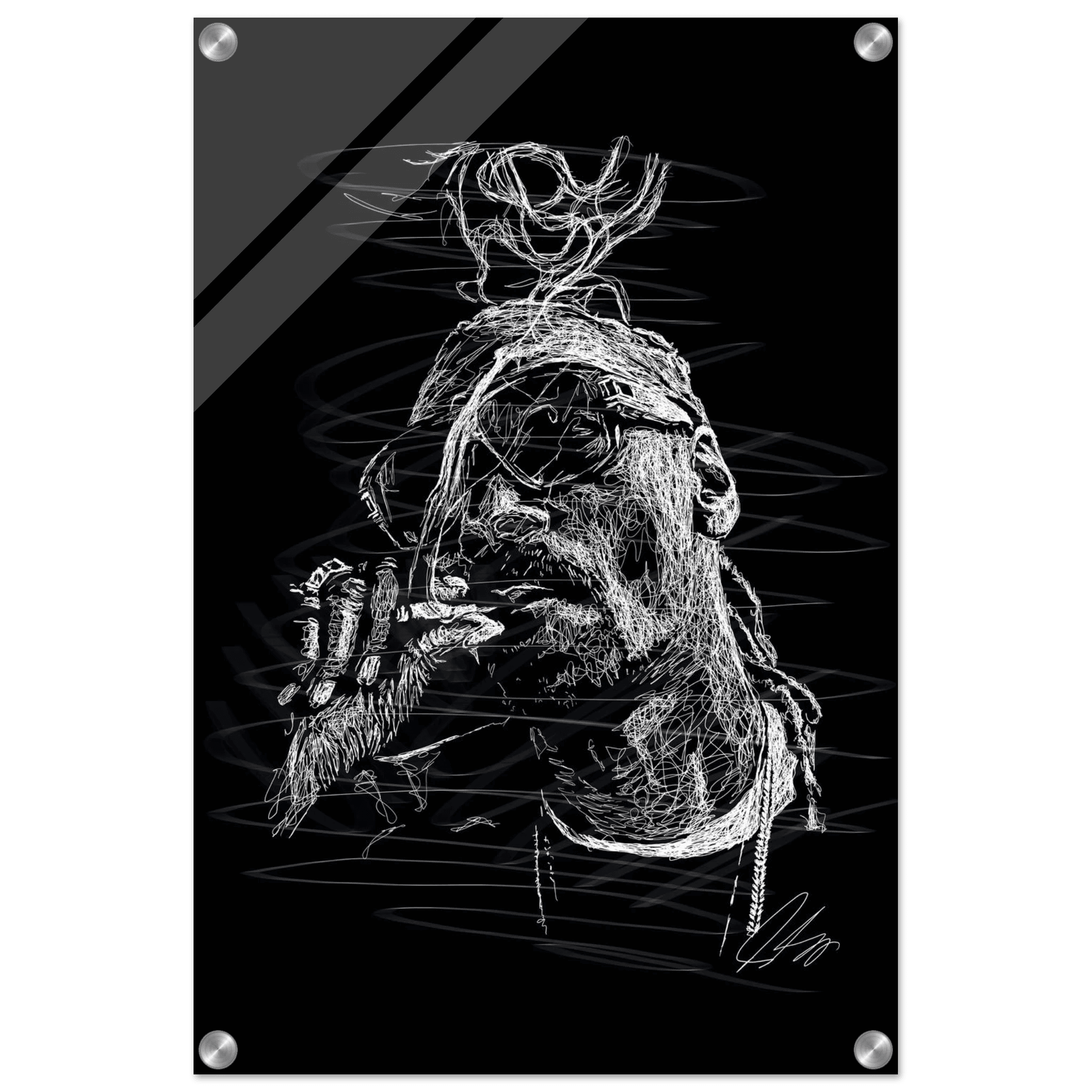 Snoop Dog Acrylic Print - Dynamic Black & White Scribble Art for Stylish Wall Decor - Vibrantwalls